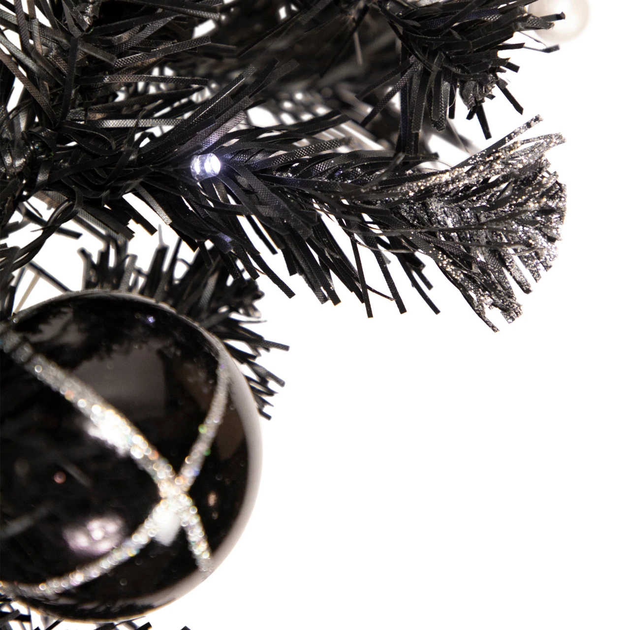 9' X 6" Pre-Lit Decorated Black Pine Artificial Christmas Garland, Cool White LED Lights - Image 3