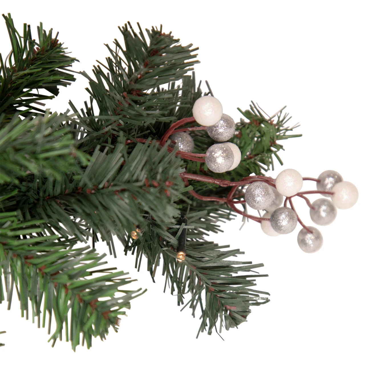 9' Pre-Lit Decorated Green Pine Artificial Christmas Garland, Warm White LED Lights - Image 3