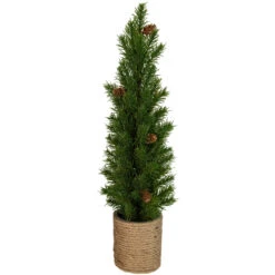 16.5" Mini Artificial Christmas Tree With Pinecones - Unlit