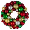 Traditional Colors 2-Finish Shatterproof Ball Christmas Wreath, 13-Inch