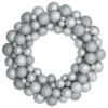 Silver Splendor 3-Finish Shatterproof Ball Christmas Wreath24" - Unlit