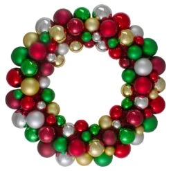 Shatterproof Ball 2-Finish Traditional Colors Christmas Wreath, 36-Inch, Unlit
