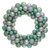 Silver And Seafoam Green 3-Finish Shatterproof Ball Christmas Wreath - 24-Inch, Unlit
