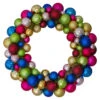 Multi-Color 2-Finish Shatterproof Ball Christmas Wreath, 24-Inch