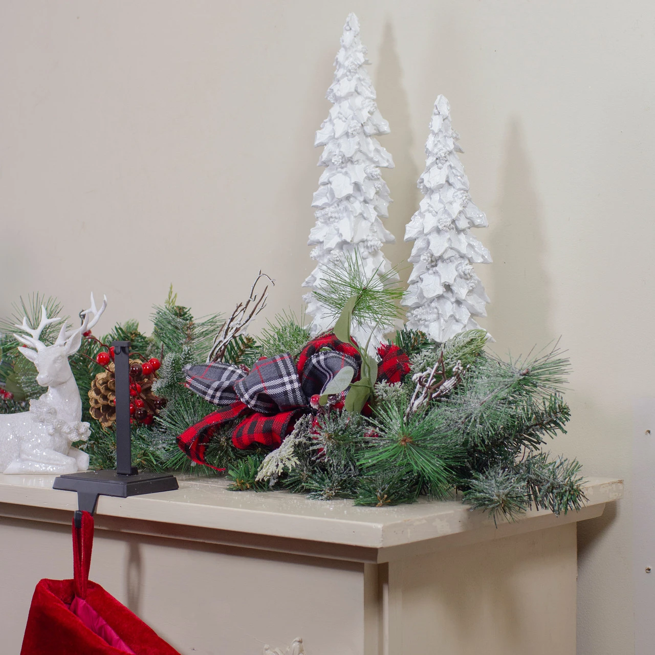 6' X 12" Dual Plaid And Berries Artificial Christmas Garland - Unlit - Image 2