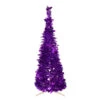 4' Purple Tinsel Pop-Up Artificial Christmas Tree, Unlit