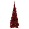 4' Red Tinsel Pop-Up Artificial Christmas Tree, Unlit
