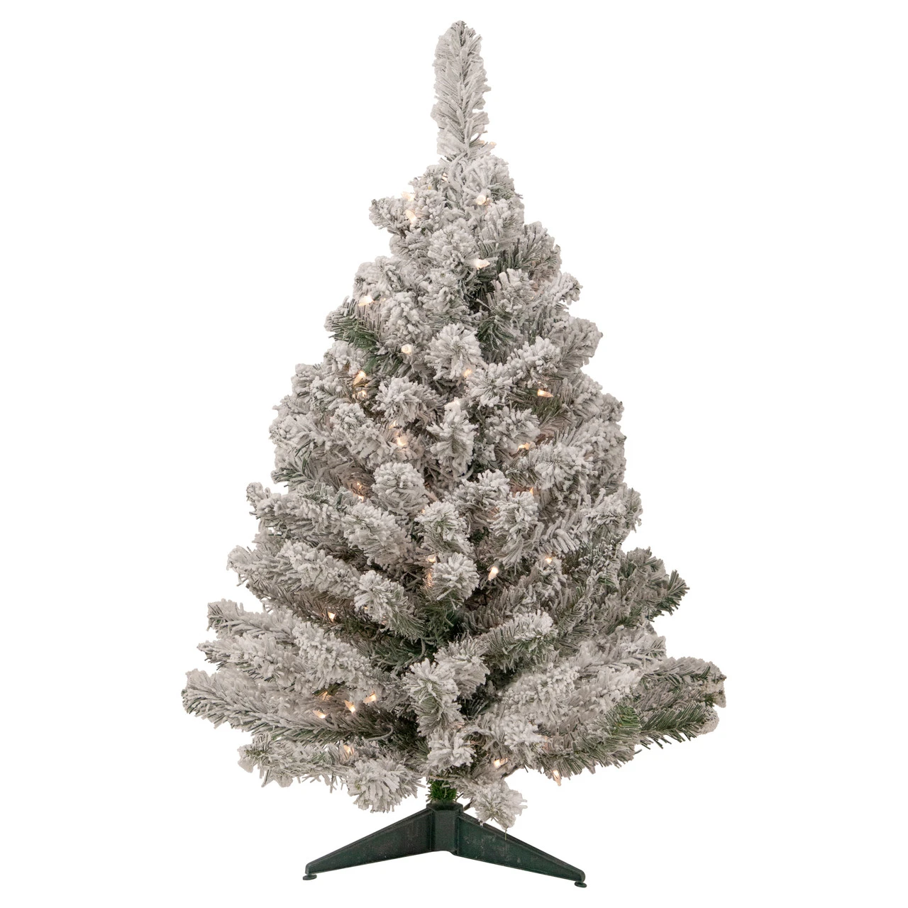 3' Pre-Lit Heavily Flocked Madison Pine Medium Artificial Christmas Tree, Clear Lights - Image 2