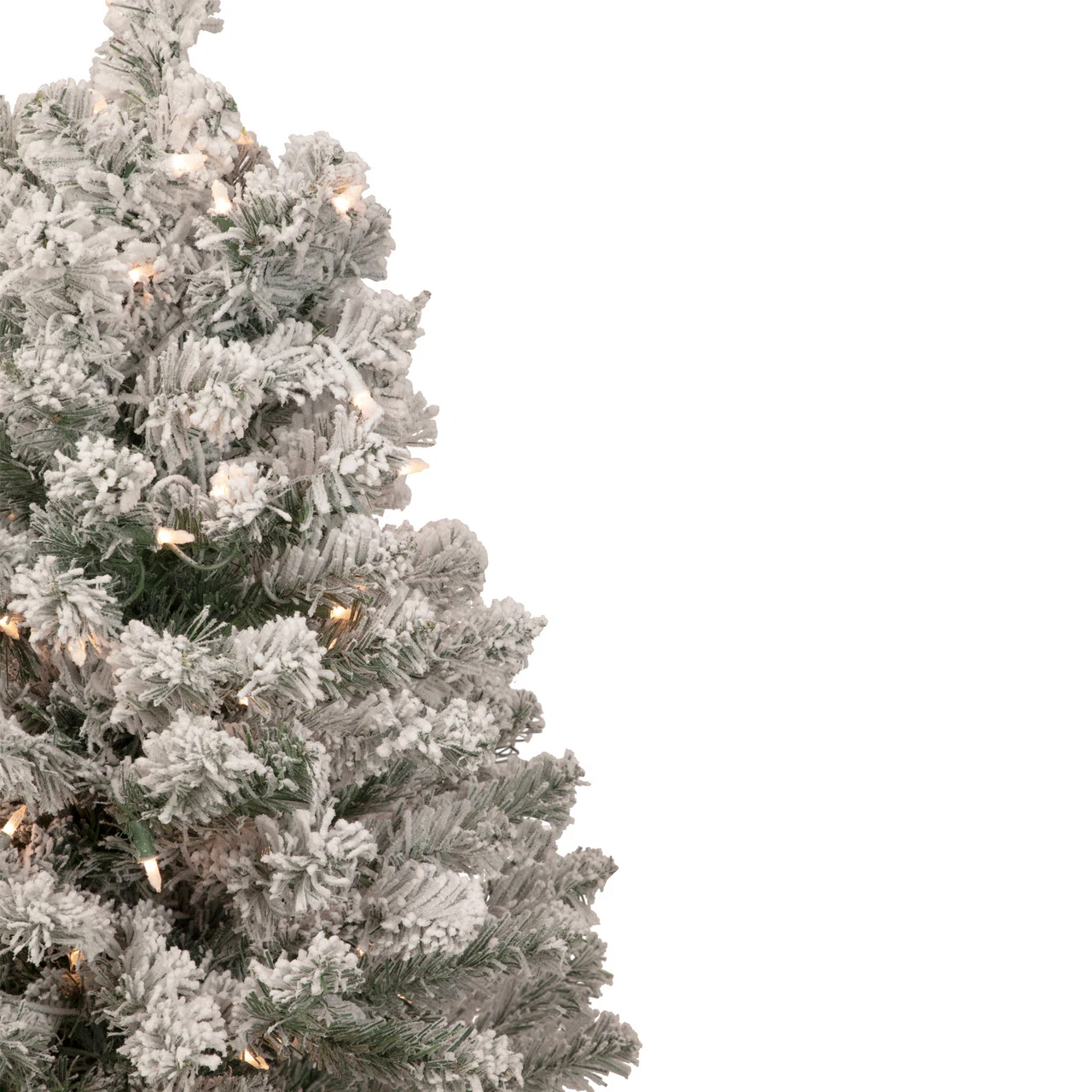 3' Pre-Lit Heavily Flocked Madison Pine Medium Artificial Christmas Tree, Clear Lights - Image 4