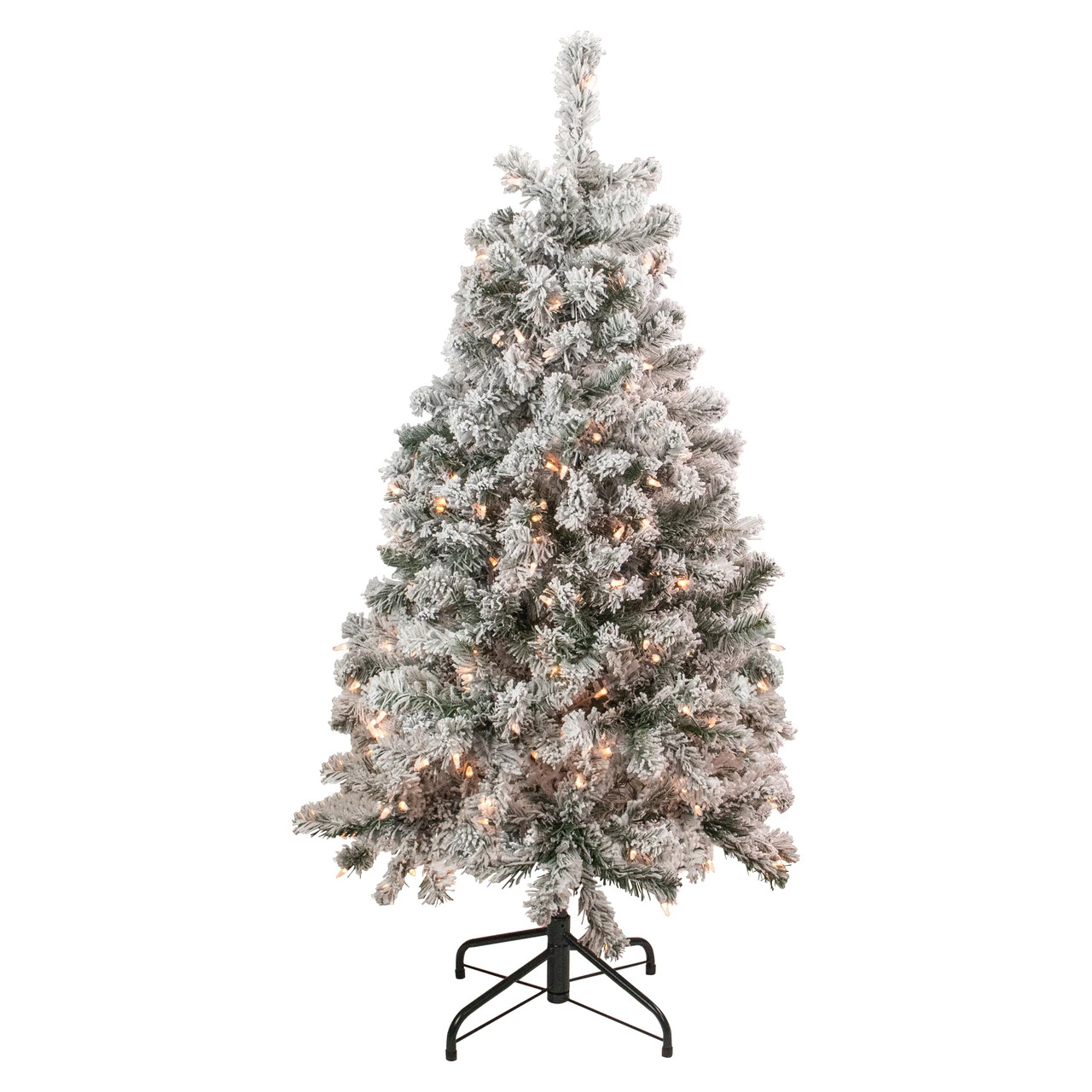 4.5' Pre-Lit Flocked Madison Pine Artificial Christmas Tree, Clear Lights - Image 2