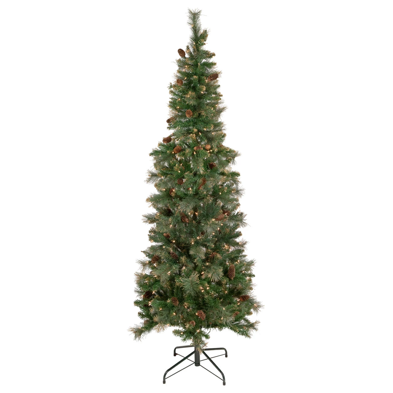 7' Pre-Lit Yorkshire Pine Pencil Artificial Christmas Tree, Clear Lights