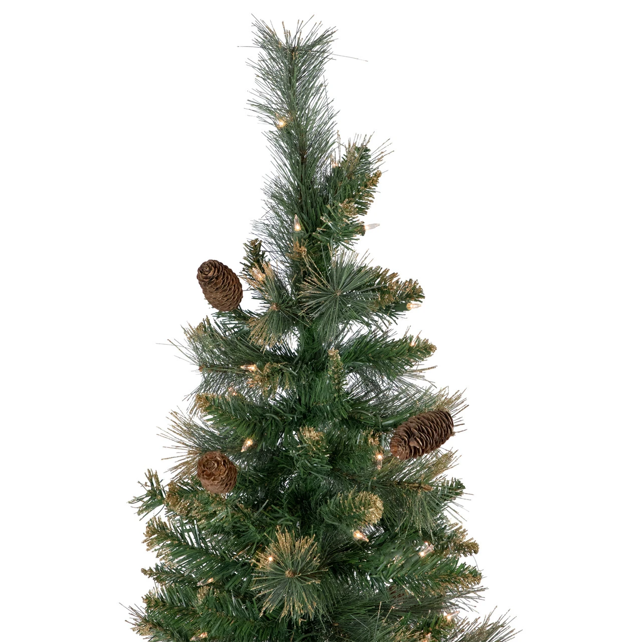 7' Pre-Lit Yorkshire Pine Pencil Artificial Christmas Tree, Clear Lights - Image 5
