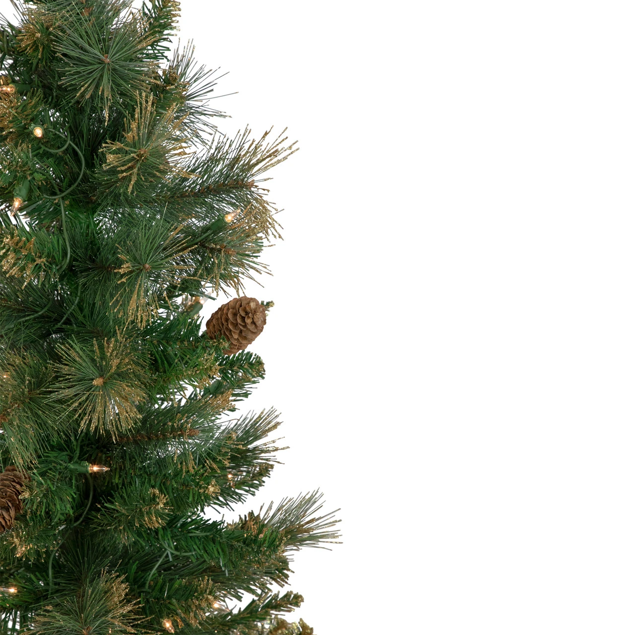 7' Pre-Lit Yorkshire Pine Pencil Artificial Christmas Tree, Clear Lights - Image 4
