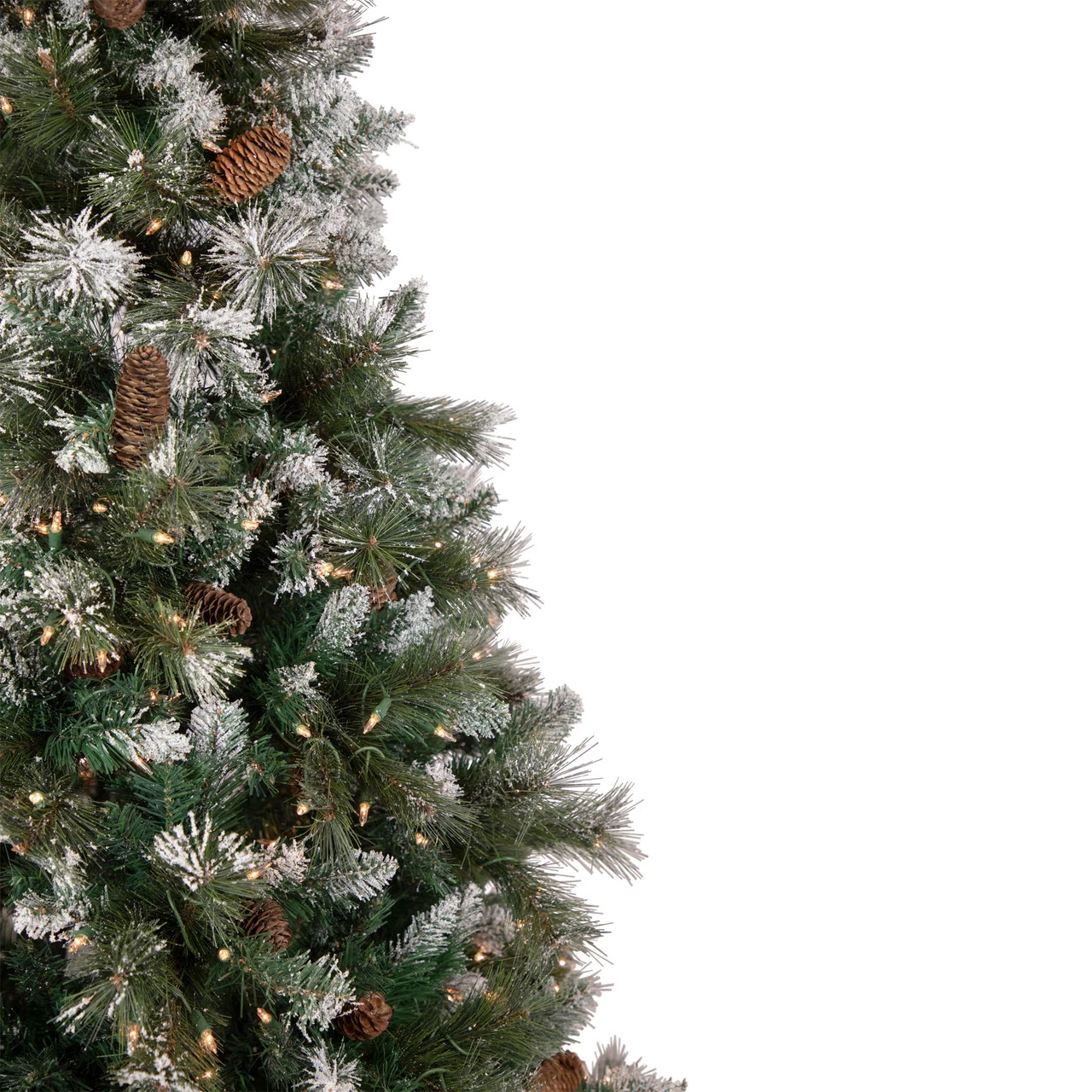7.5' Pre-lit Snow Valley Pine Artificial Christmas Tree, Clear Lights - Image 4