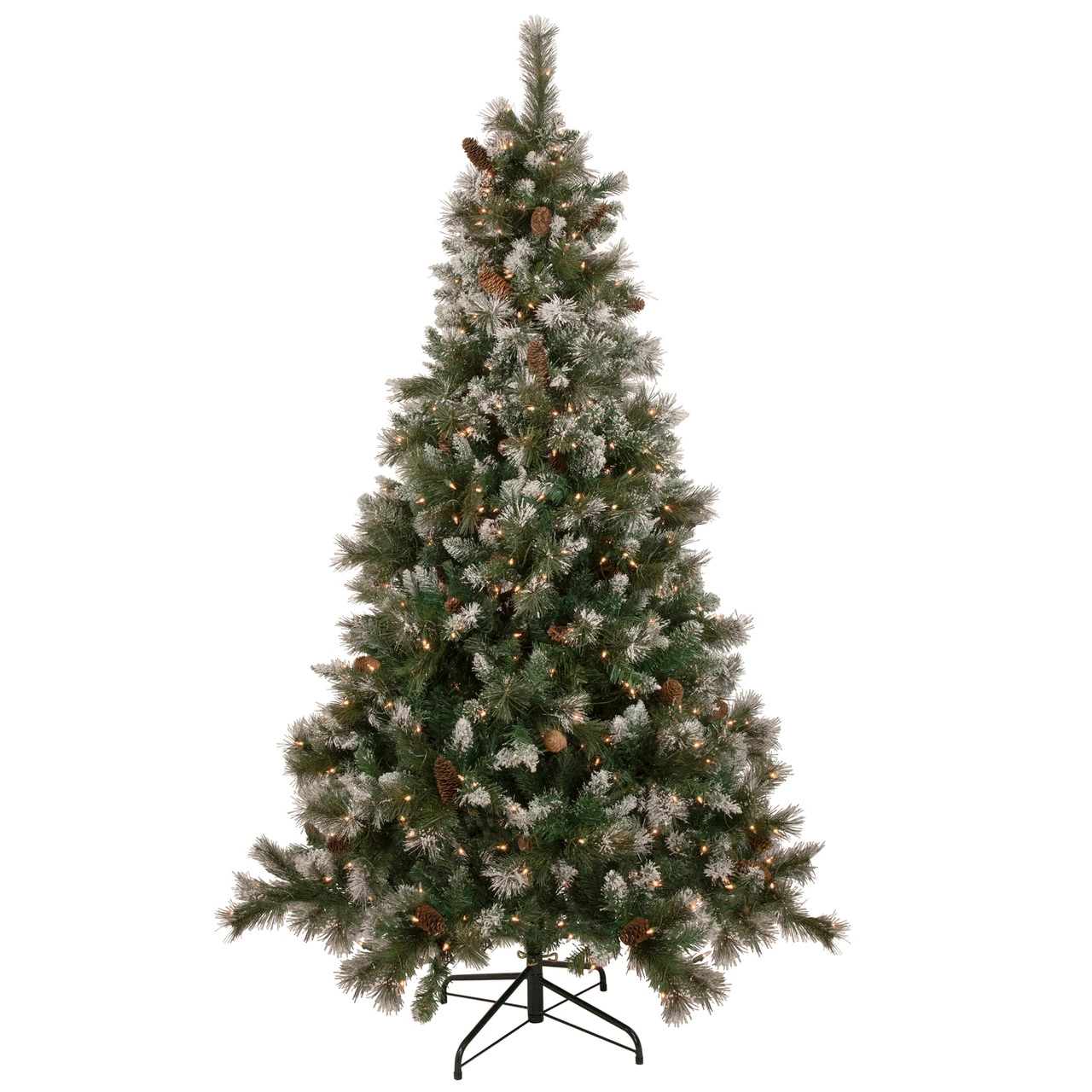 7.5' Pre-lit Snow Valley Pine Artificial Christmas Tree, Clear Lights - Image 2