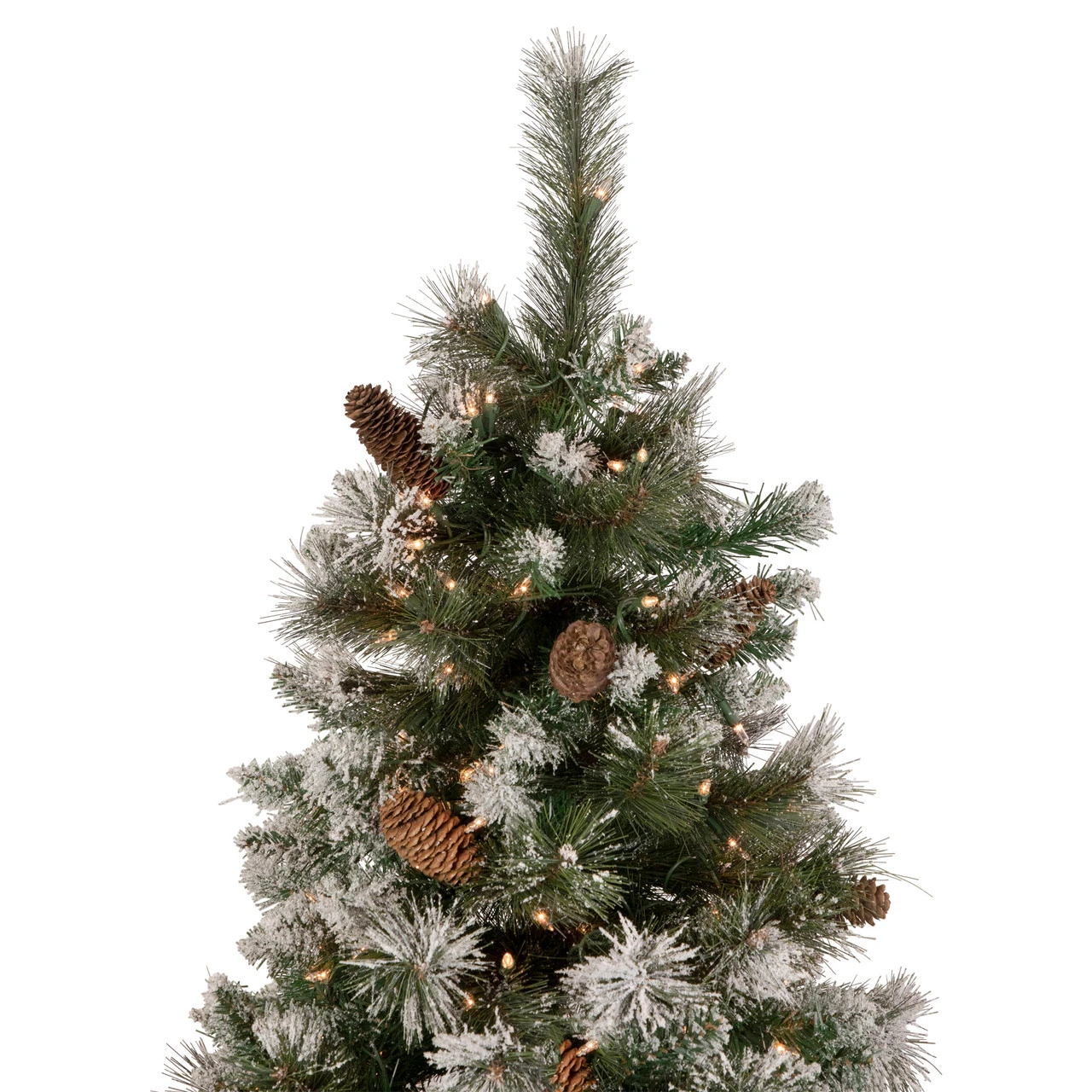 7.5' Pre-lit Snow Valley Pine Artificial Christmas Tree, Clear Lights - Image 5