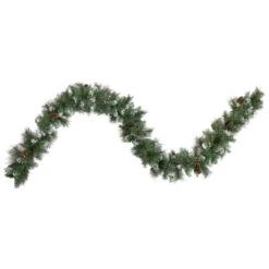 9' X 10" Pre-lit Snow Valley Pine Artificial Christmas Garland, Clear Lights