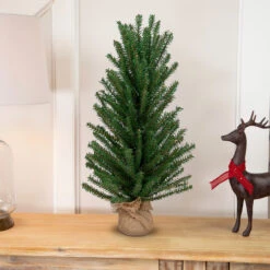 24" Traditional Scottsdale Mini Pine Artificial Christmas Tree With Burlap, Unlit