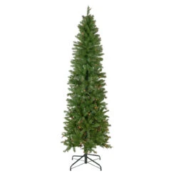 6.5' Pre-Lit Silver Lake Fir Pencil Artificial Christmas Tree, Multi Lights
