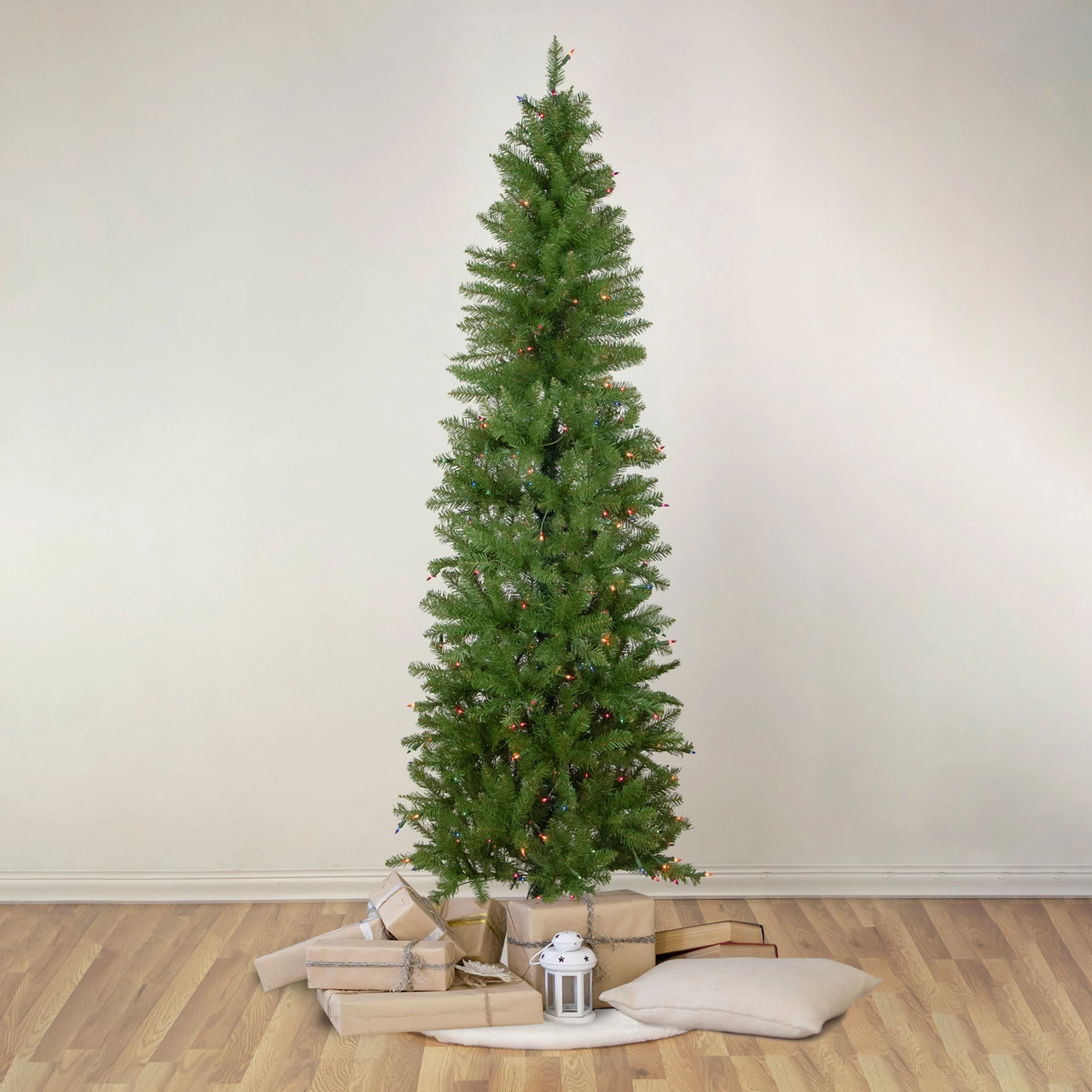 6.5' Pre-Lit Silver Lake Fir Pencil Artificial Christmas Tree, Multi Lights - Image 2