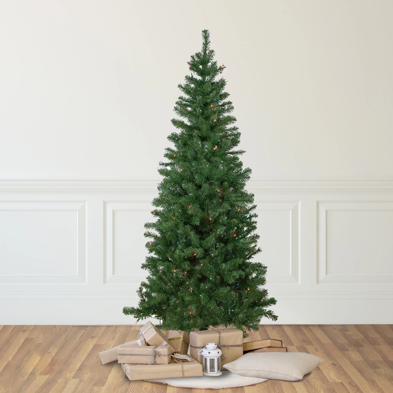 6' Pre-Lit Wilson Pine Slim Artificial Christmas Tree, Multi Lights - Image 2
