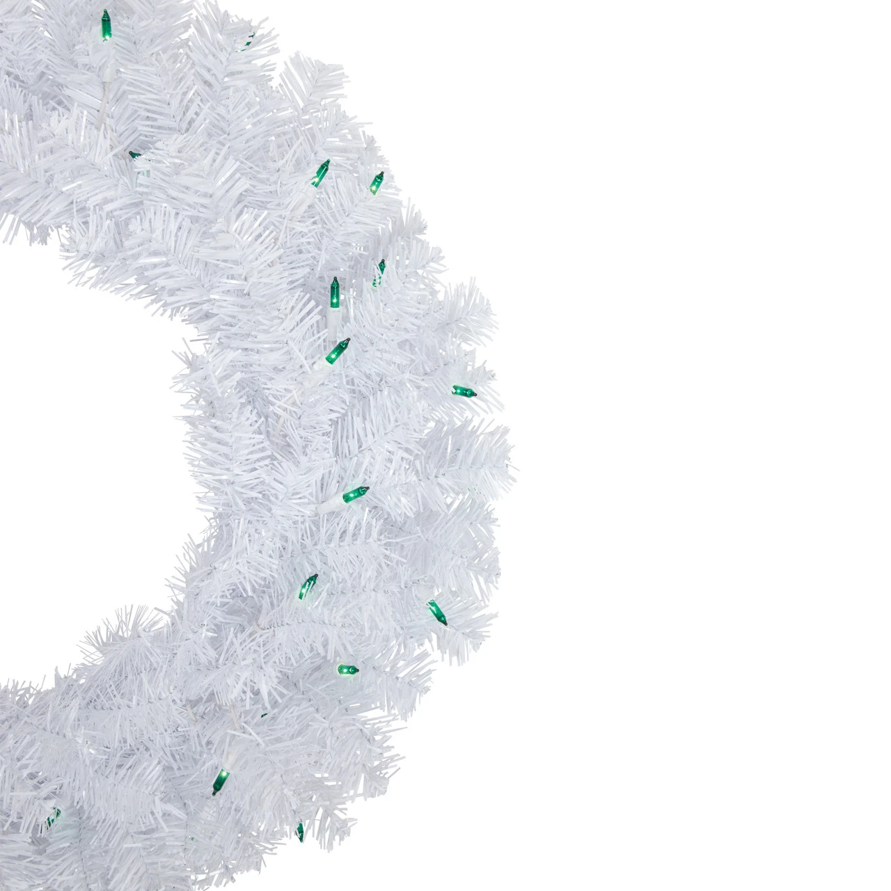 Pre-Lit Woodbury White Pine Artificial Christmas Wreath, 24-Inch, Green Lights - Image 4