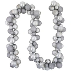 6' Silver Shatterproof Ball 3-Finish Christmas Garland