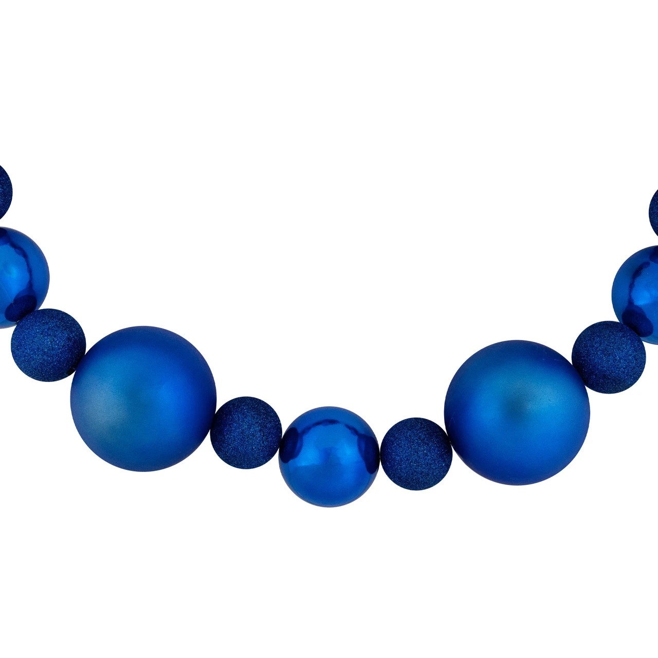 6' Blue Shatterproof Ball 3-Finish Christmas Garland - Image 5
