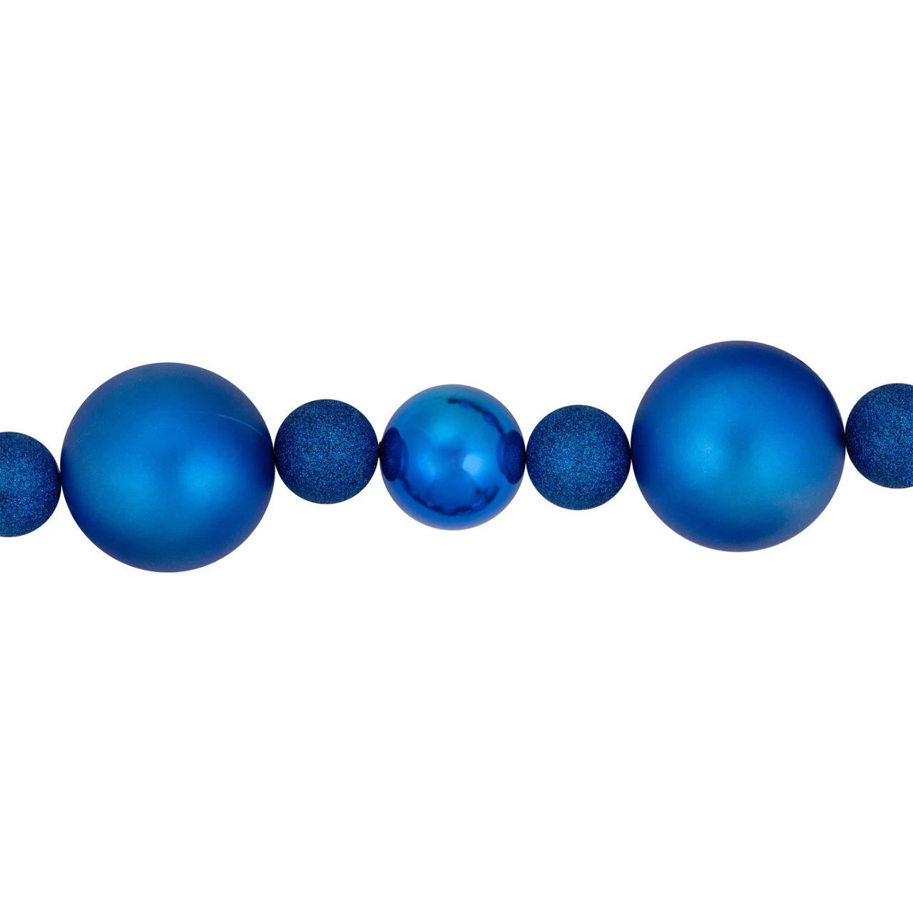 6' Blue Shatterproof Ball 3-Finish Christmas Garland - Image 4