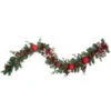 6' Green Pine Artificial Christmas Garland With Plaid Ornaments And Bows