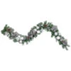 6' Frosted Pine Artificial Christmas Garland With Striped Bows And Ornaments