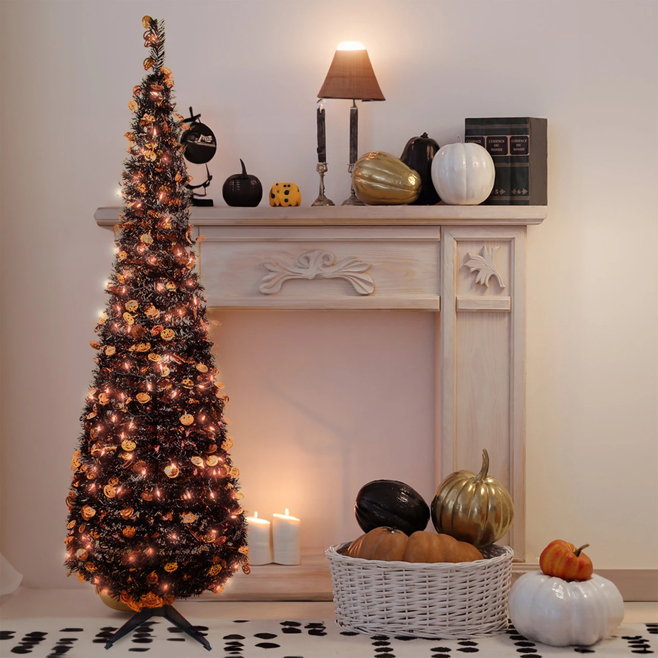 6' Fall Harvest Pop Up Artificial Thanksgiving Tree With Pumpkins