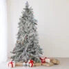 6.5' Pre-Lit Flocked Dunton Spruce Slim Artificial Christmas Tree - Multi Lights