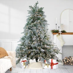 7.5' Pre-Lit Full Frosted Butte Fir Artificial Christmas Tree - Clear Dura-Lit Lights