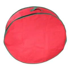 36” Red And Green Christmas Wreath Storage Bag