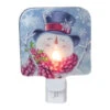 4" Blue And Red Glass Snowman Christmas Night Light