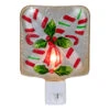 6" White And Red Candy Canes Glass Christmas Night Light