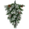 22" Snowy Flocked Angel Pine With Pine Cones Christmas Teardrop Swag - Unlit