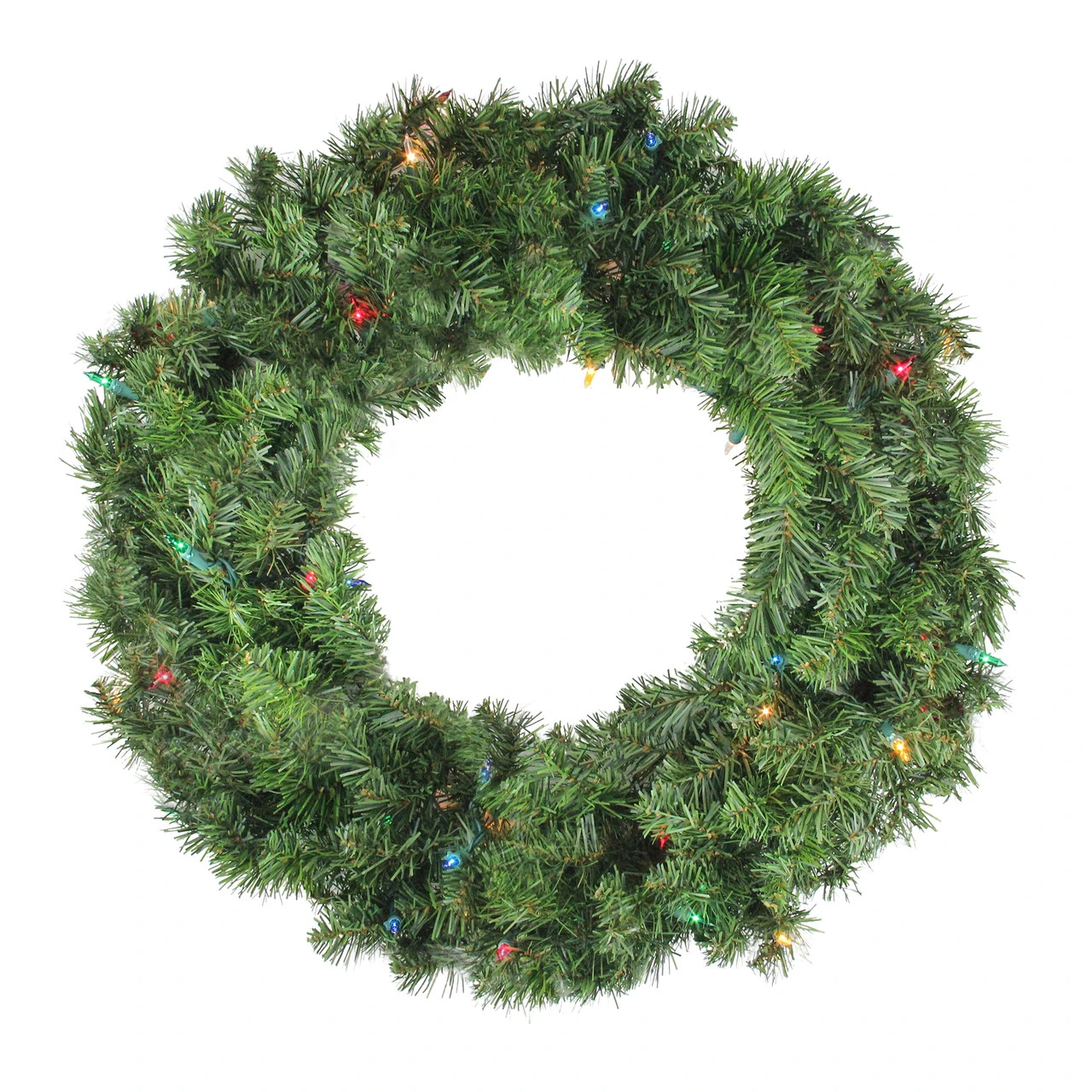 24" Pre-Lit Canadian Pine Artificial Christmas Wreath - Multi Lights