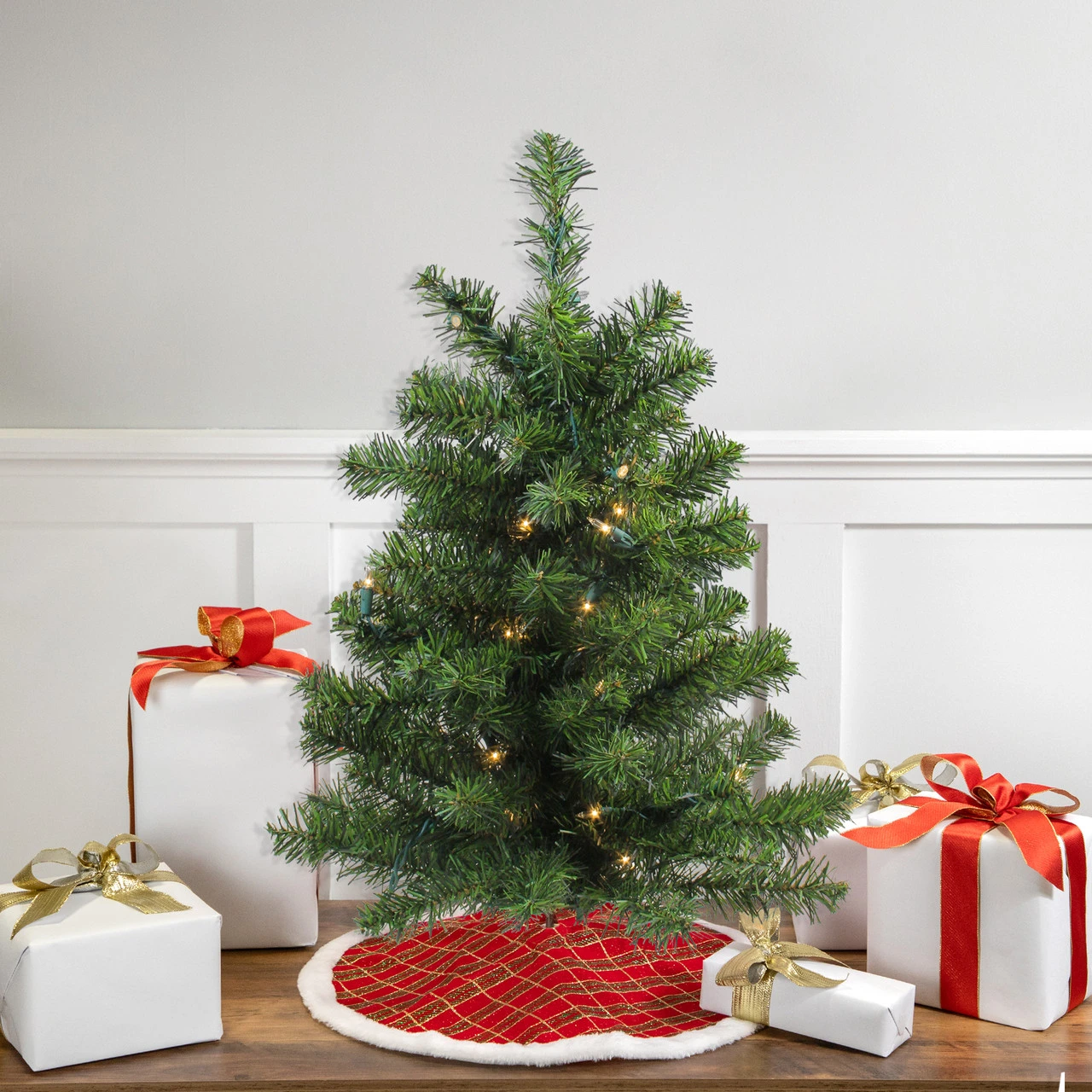 2' Pre-Lit Medium Canadian Pine Artificial Christmas Tree - Clear Lights
