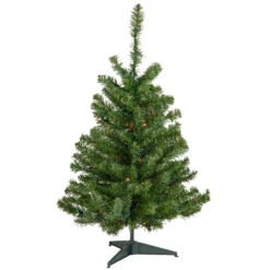 3' Pre-Lit Medium Canadian Pine Artificial Christmas Tree, Multicolor Lights