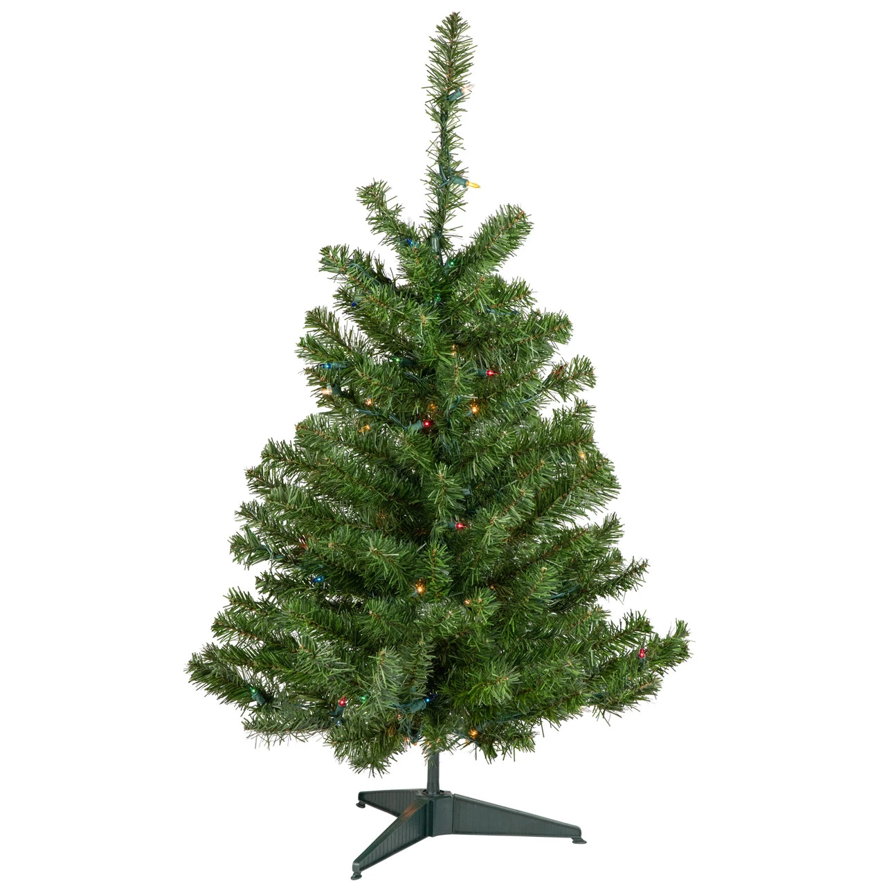 3' Pre-Lit Medium Canadian Pine Artificial Christmas Tree, Multicolor Lights