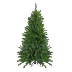 5' Pre-Lit LED Medium Canadian Pine Artificial Christmas Tree - Multicolored Lights