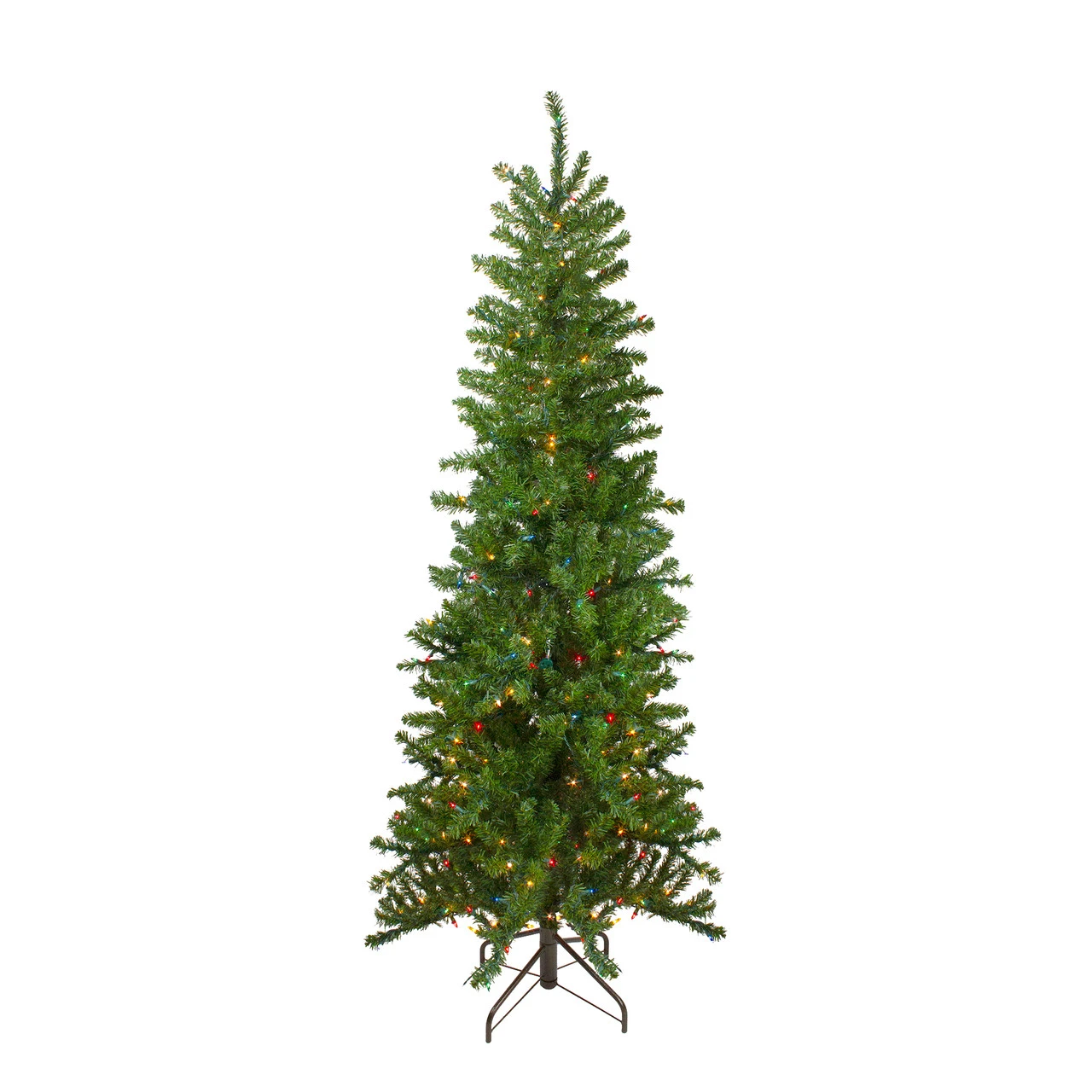 6.5' Pre-Lit Canadian Pine Artificial Pencil Christmas Tree - Multi Lights - Image 2
