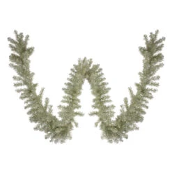 9 X 12 Pre-lit Metallic Sterling Silver Artificial Christmas Tinsel Garland - Clear Lights
