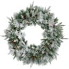 Pre-Lit Flocked Rosemary Emerald Angel Pine Artificial Christmas Wreath - 30-Inch, Clear LED Lights