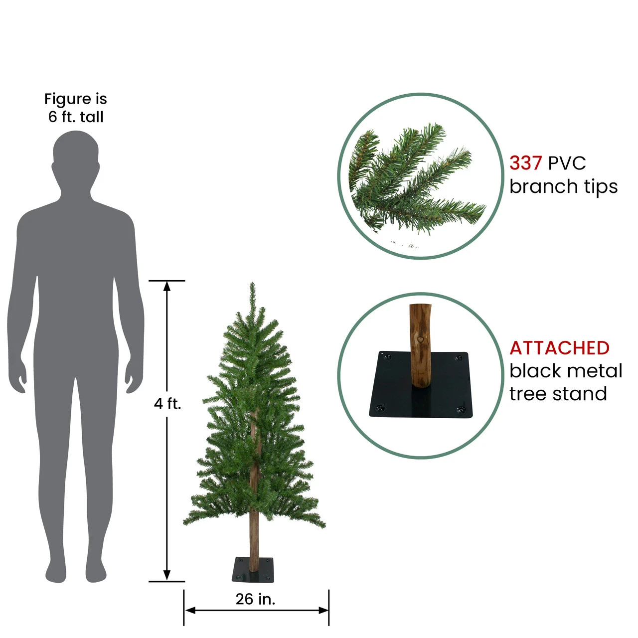 4' Alpine Artificial Christmas Tree - Unlit - Image 6