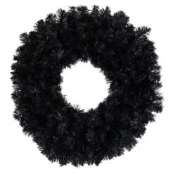 24" Black Colorado Spruce Artificial Halloween Wreath, 24-Inch, Unlit