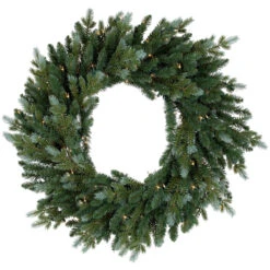 Pre-Lit Blue Spruce Artificial Christmas Wreath, 36-Inch, Clear Lights