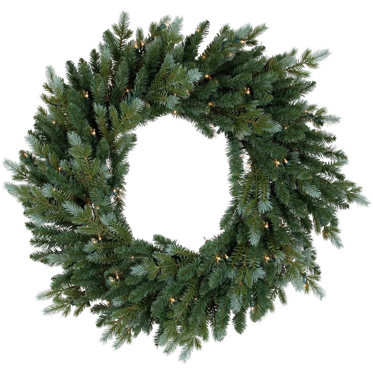 Pre-Lit Blue Spruce Artificial Christmas Wreath, 24-Inch, Clear Lights